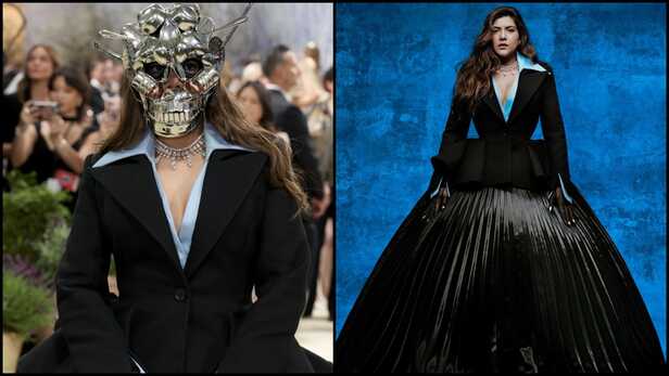 Met Gala 2026 :बिना चेहरा दिखाए भी सबसे अलग दिखीं अनन्या बिरला, सोशल मीडिया  पर तस्वीरें वायरल - Ananya Birla Met Gala 2026 Look Metallic Mask Pictures  Robert Wun Subodh Gupta -