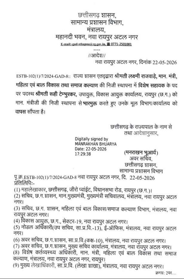 laxmi rajwade osd transfer