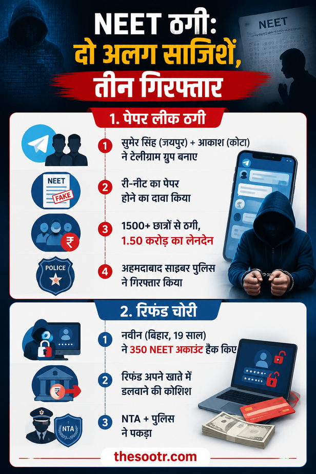 री-नीट पेपर लीक का झांसा, जयपुर और कोटा के दो आरोपियों को गिरफ्तार किया, बिहार से एक और आरोपी पकड़ा