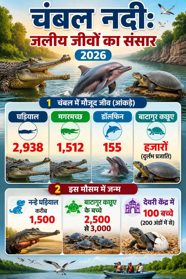 चंबल में नन्हे घड़ियालों और बाटागुर कछुओं का जन्म