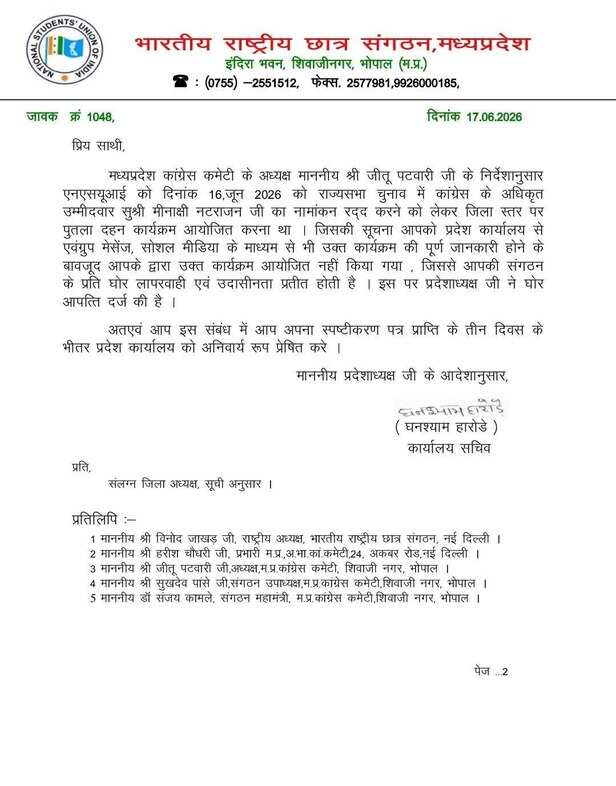 जिला अध्यक्षों को नोटिस जारी