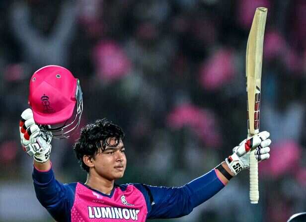 Vaibhav-Suryavanshi-of-Rajasthan-Royals-celebrates-after-scoring-a-century-during-Indian-Premier-League-match-against-Gujarat-Titans-at-Sawai-Mansingh-Stadium-Jaipur-785906