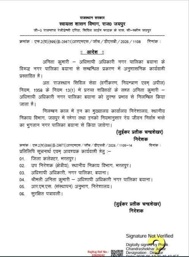 सीओ को किया निलंबित