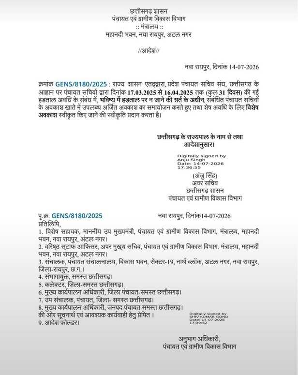 पंचायत सचिवों को मिली छुट्टी