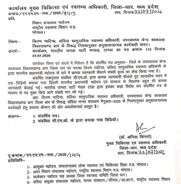 सीएचओ बोलीं, अंधभक्त मत बनो, शिव भक्त बन जाओ, बीजेपी ने की कार्रवाई की मांग