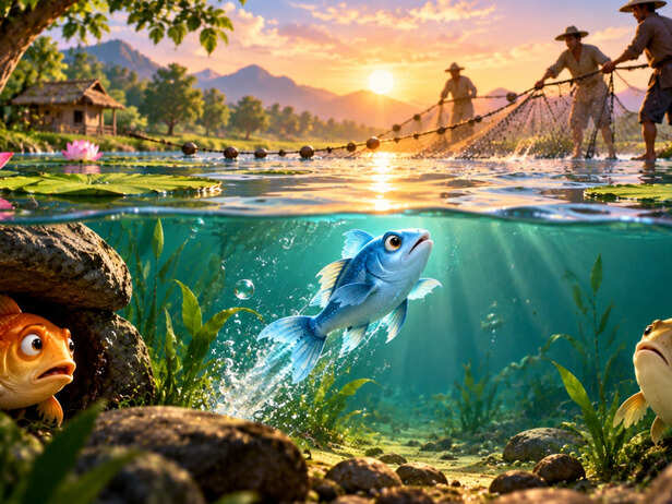 Three Fish in an Ancient Pond