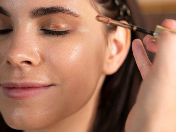 Small amount of concealer applied under eyes