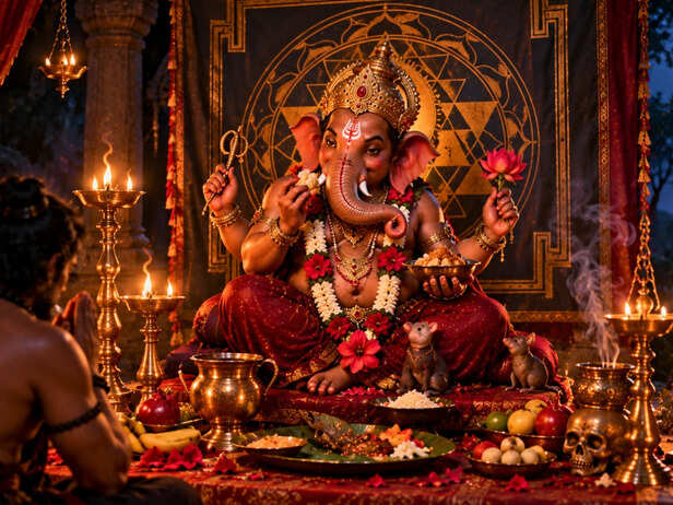 Ucchista Ganapati in a traditional tantric setting