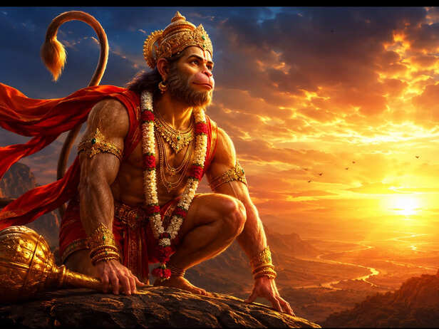 Hanuman carrying a sacred flag
