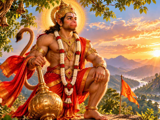 Hanuman Chalisa specifically mention a vajra, a flag and a sacred thread