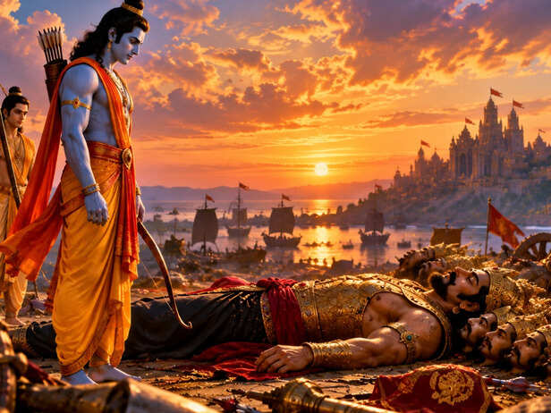Lord Rama and Ravana After the Lanka War