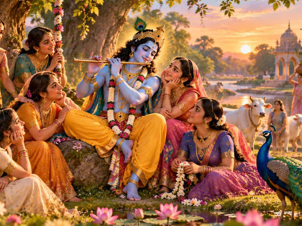 Krishna and the gopis in Vrindavan