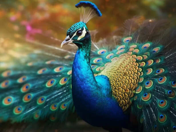 Peacock Standing Calmly in Nature