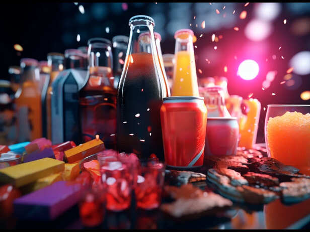 Researcher examining health data beside a sugary drink