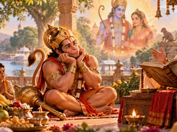 Hanuman Meditating on Gandhamadan Mountain