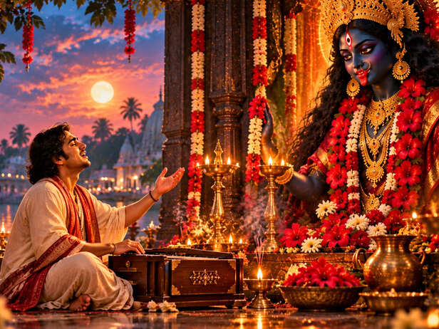 Devotee Singing to Maa Kali
