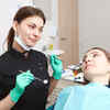 Dentist checking oral health