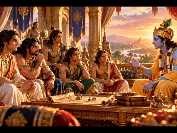 Krishna Discusses the Peace Mission with the Pandavas