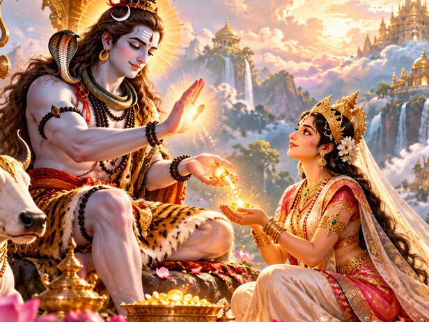Young Shachi Praying to Lord Shiva