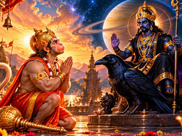 Hanuman Ji and Shani Dev in Hindu tradition