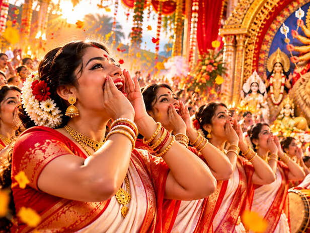 Ulu Dhwani during a Durga Puja celebration