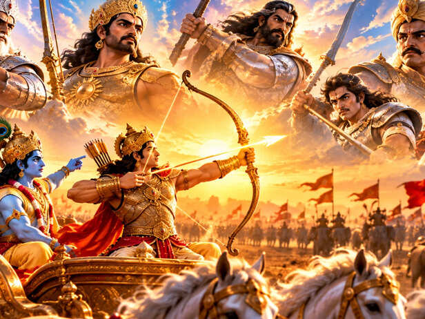 Epic Mahabharata Battlefield at Sunset