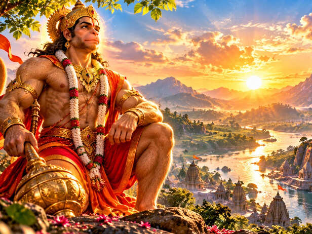 Hanuman at Sunrise Over Sacred Valley
