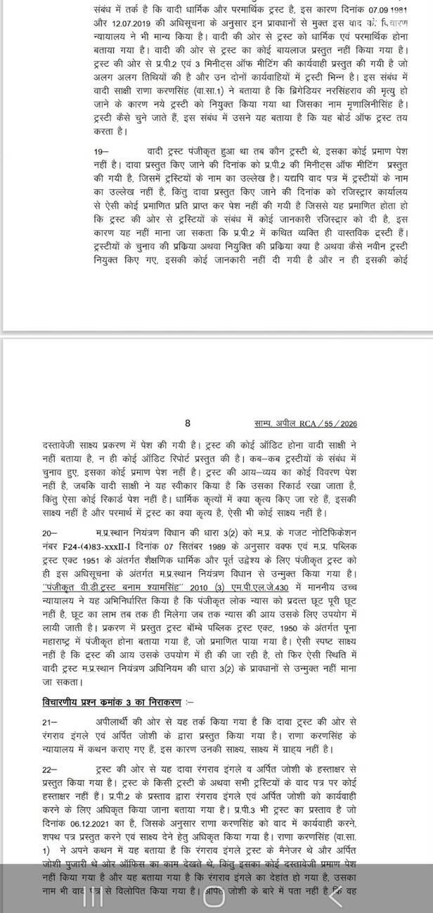 उज्जैन जिला कोर्ट में ट्रस्ट को लेकर यह सवाल उठे