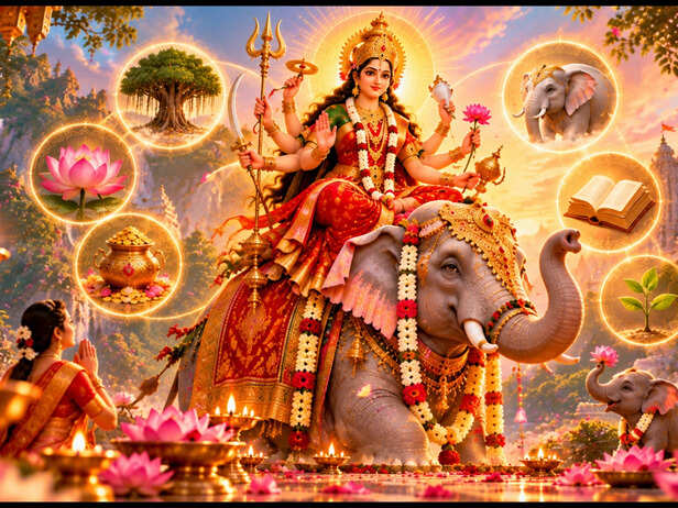 Radiant Goddess on the Decorated Elephant (1)