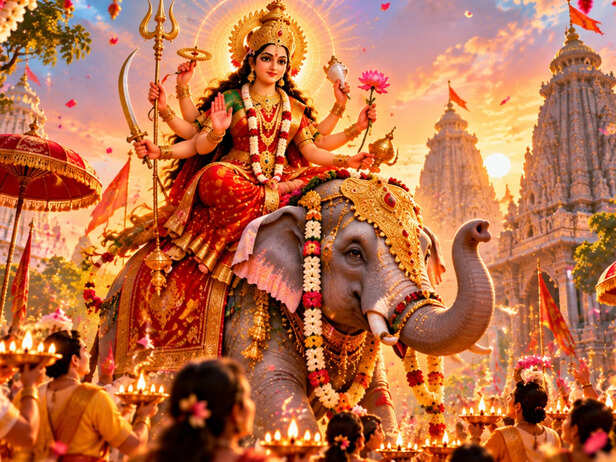 Radiant Durga’s Elephant Procession