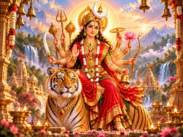 Radiant Goddess Durga on Tiger