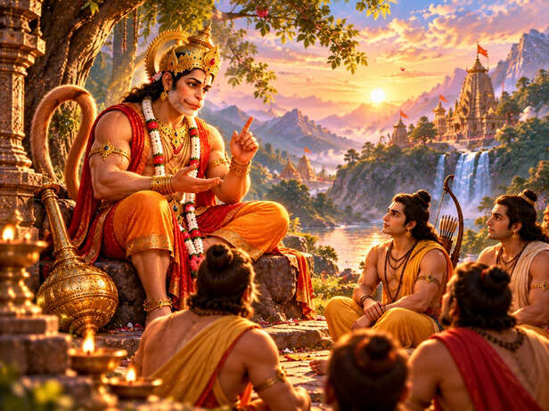 Hanuman Teaches Beneath the Golden Sunrise