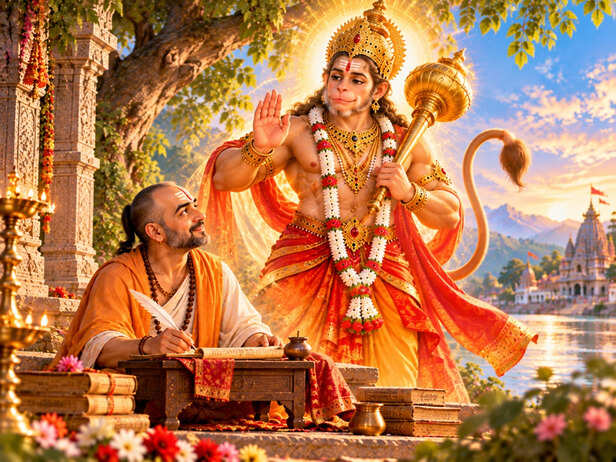 Tulsidas and Hanuman at Golden Hour