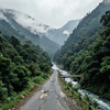 Misty Himalayan Mountain Road