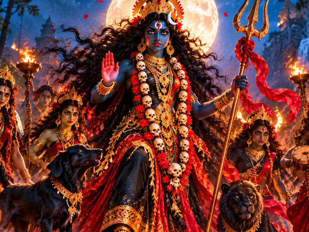 Mystical Moonlit Goddess and Guardians
