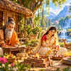 Sati Anusuya and Sage Atri in Their Forest Hermitage