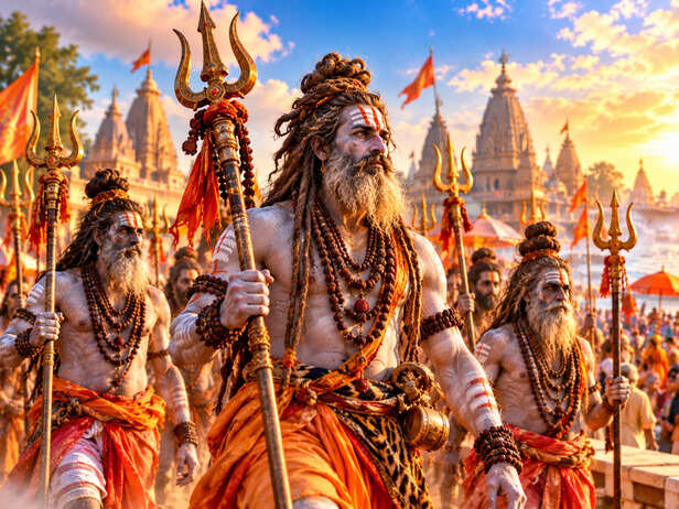 Ash-Clad Sadhu Leading Temple Procession