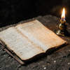 Ancient Manuscript and Lamp