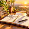 Morning Sunlight Falling Across an Open Planner