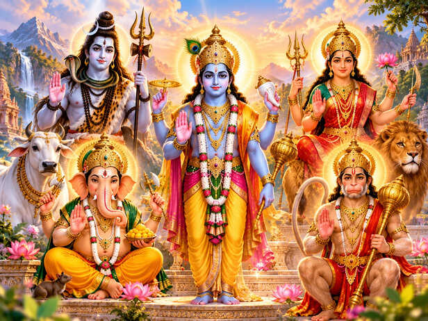 Divine Hindu Pantheon at Sunrise