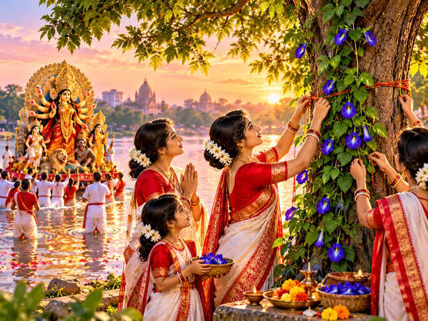 Sunset Durga Visarjan and Sacred Vine Ritual