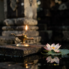 Serene Temple Light and Lotus