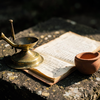 Ancient Lamp and Manuscript