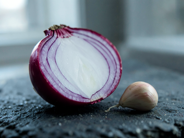 Onion and Garlic Still Life