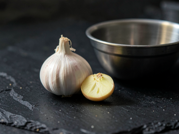 Garlic, Onion, Steel Bowl