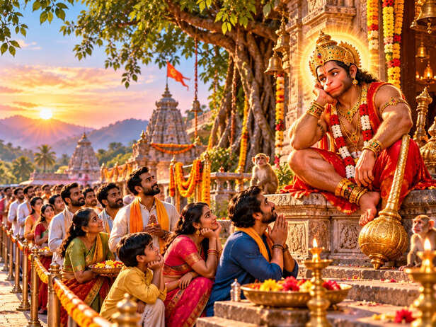 Hanuman’s Playful Temple Queue