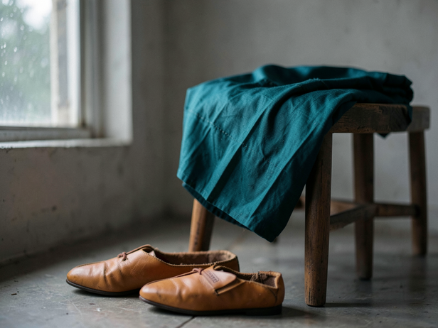 Teal Chanderi, Leather Kolhapuris