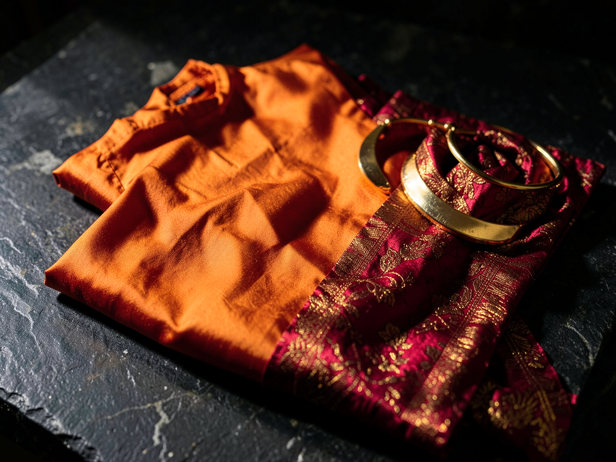 Saffron and Crimson Elegance