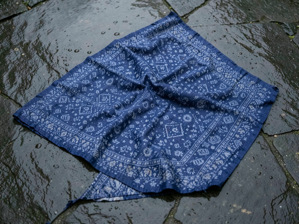 Indigo Ajrakh on Wet Stone