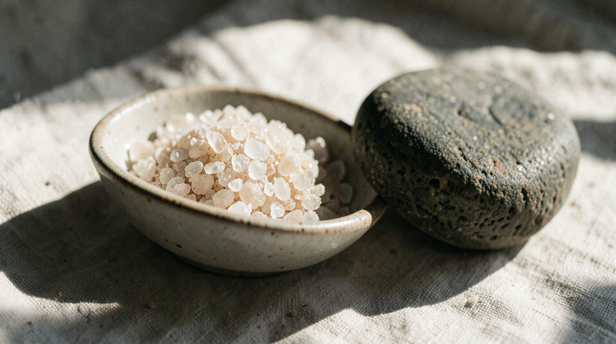 Sugar Crystals and River Stone